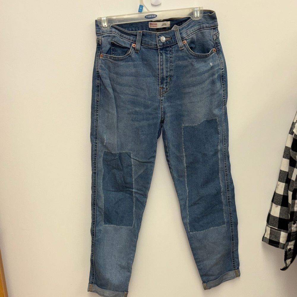 Signature by Levi Strauss Women’s Blue Patchwork Boyfriend Jeans